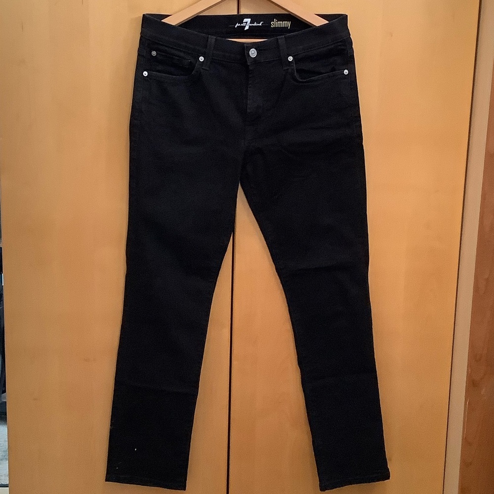 7 For All Mankind Slim Black Slimmy Skinny Jeans 32